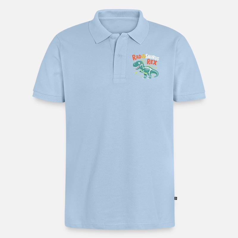 RadSaurus Rex Neon Dino - Polo bio Premium Homme - bleu clair