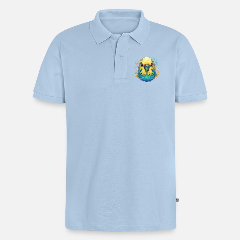 Lebendige Wellensittich Farbexplosion - Männer Premium Bio Polo Shirt - Hellblau