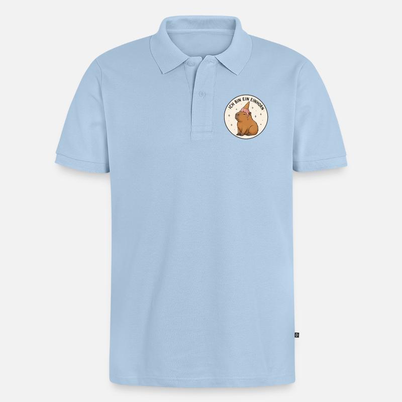 Capybara Einhorn - Männer Premium Bio Polo Shirt - Hellblau