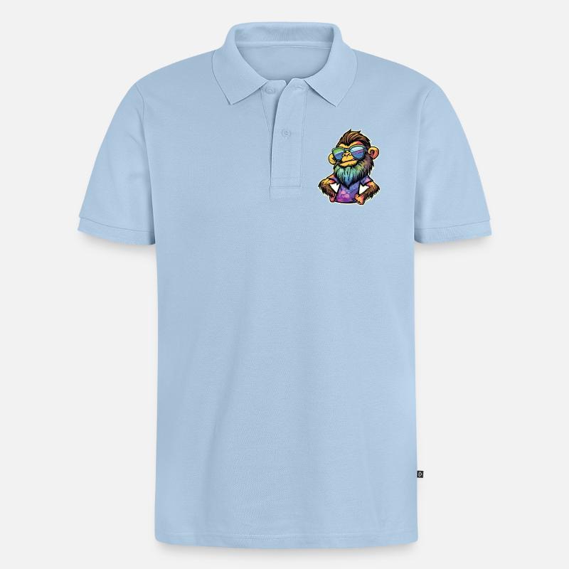 Singe Funky - Polo bio Premium Homme - bleu clair