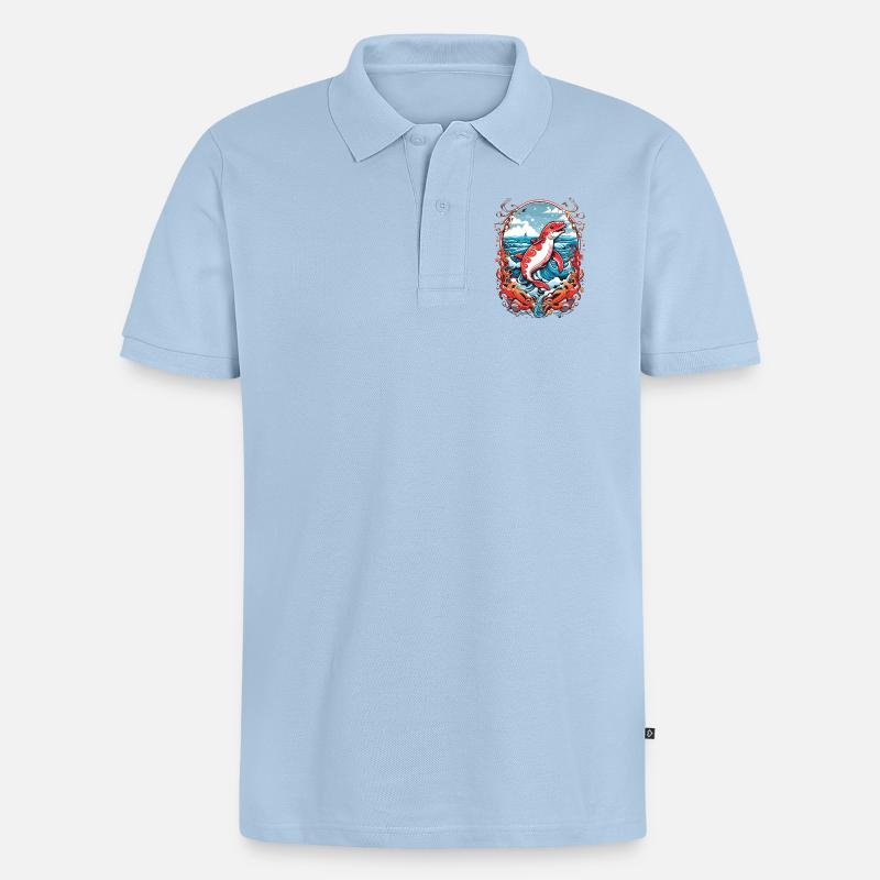 Créatures marines - Polo bio Premium Homme - bleu clair