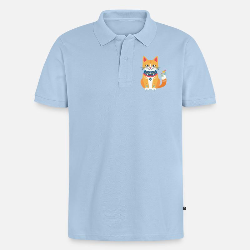 mignon chat folklore - Polo bio Premium Homme - bleu clair
