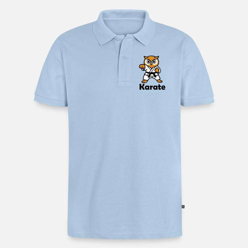 Karate Eule - Männer Premium Bio Polo Shirt - Hellblau