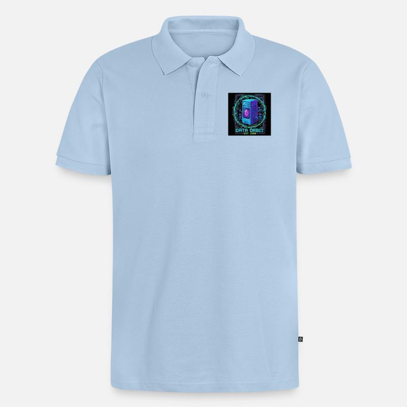 Daten Orbit Neon Computer - Männer Premium Bio Polo Shirt - Hellblau