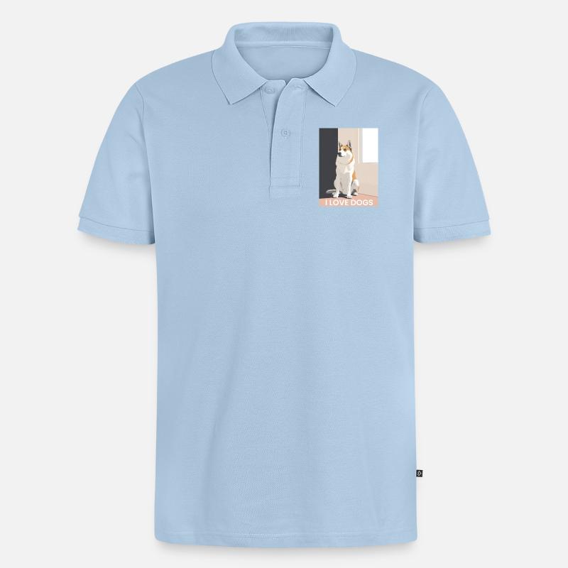 Hübscher Hundeillustration mit Text - Männer Premium Bio Polo Shirt - Hellblau