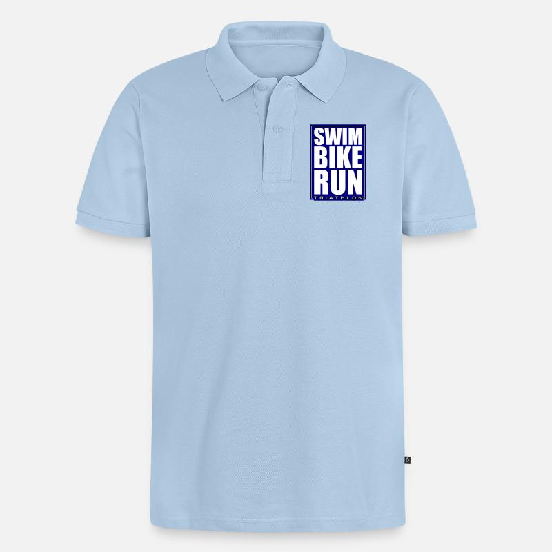 Triathlon Natation Course Cyclisme - Polo bio Premium Homme - bleu clair