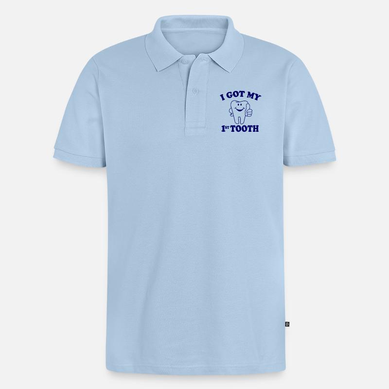 first tooth - Männer Premium Bio Polo Shirt - Hellblau
