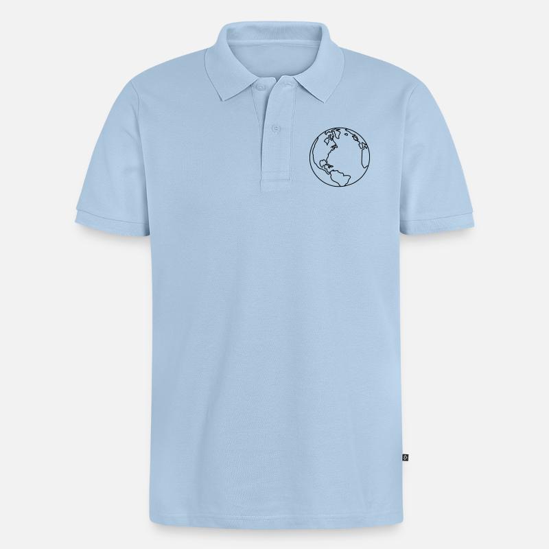 planet_erde_1c - Männer Premium Bio Polo Shirt - Hellblau