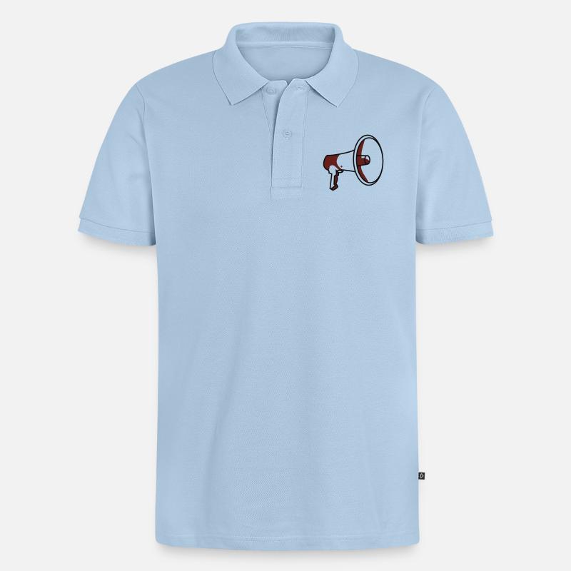 Lautsprecher, eigener Text - Männer Premium Bio Polo Shirt - Hellblau