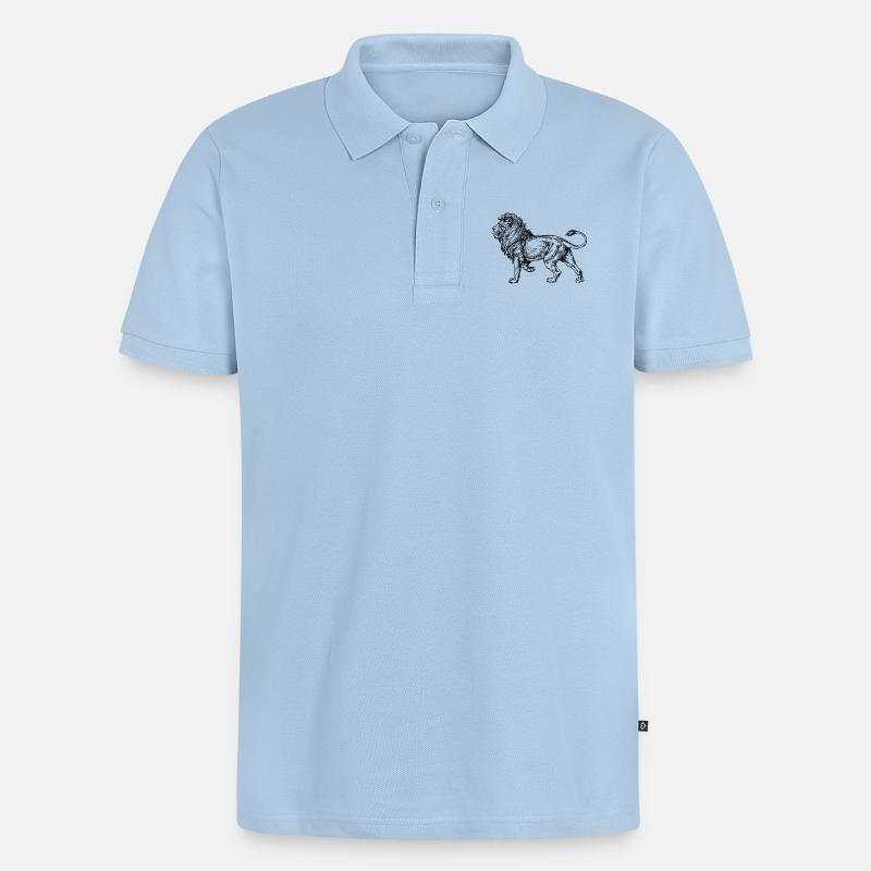 Big lion black and withe - Männer Premium Bio Polo Shirt - Hellblau