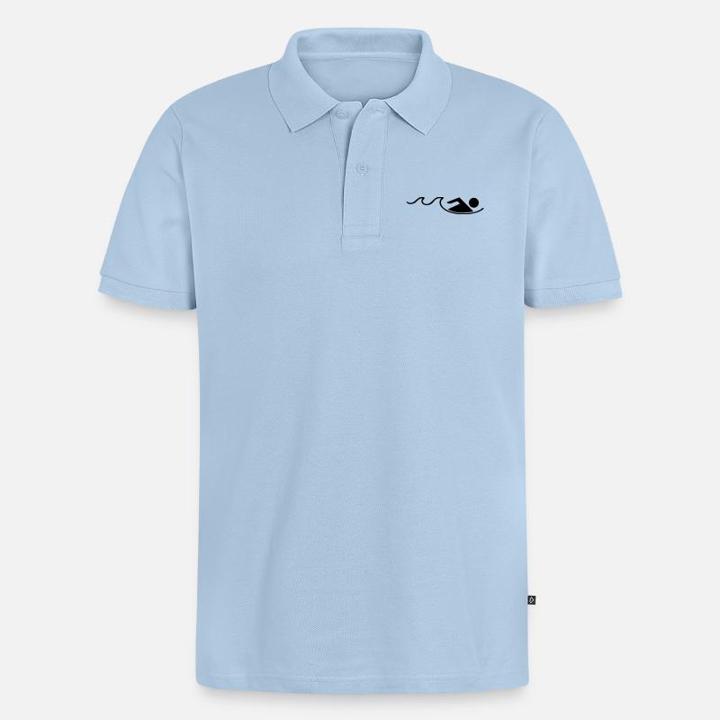 schwimmen - Männer Premium Bio Polo Shirt - Hellblau