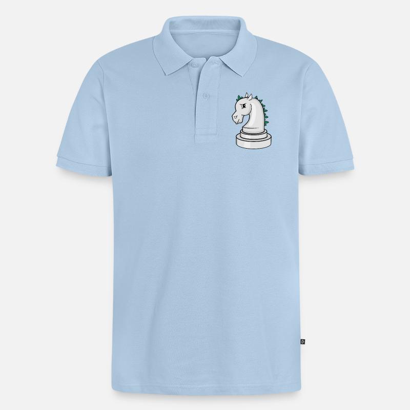Schachfigur: genervtes Punk-Schachpferd - Männer Premium Bio Polo Shirt - Hellblau