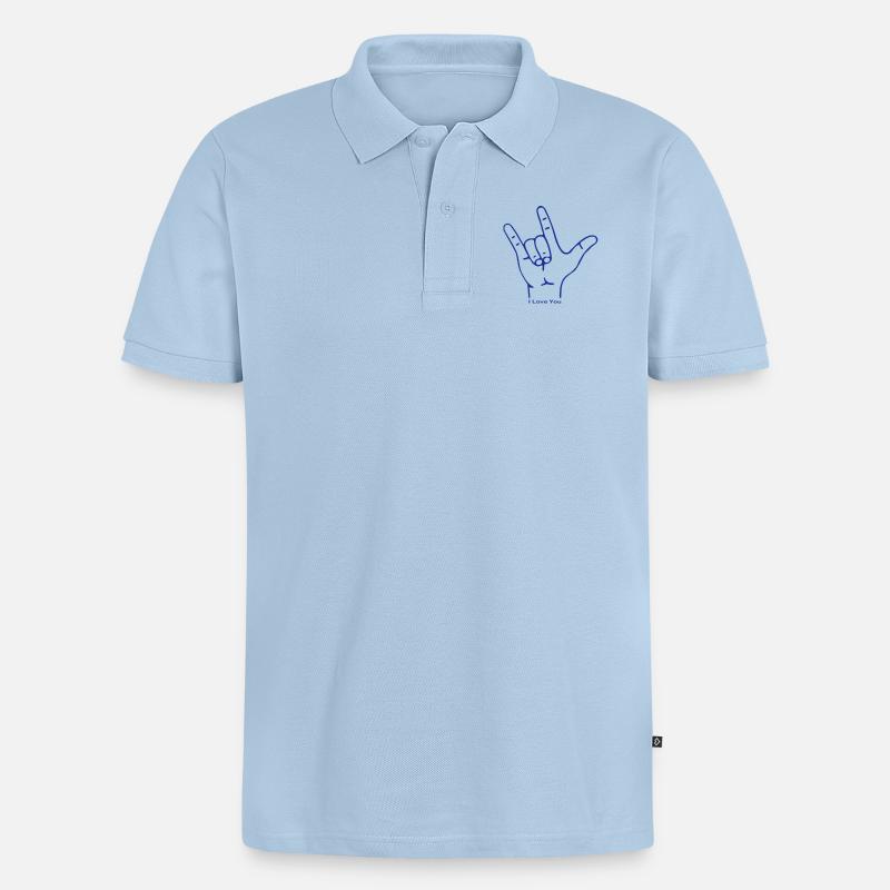 Fingerzeichen ILY - Männer Premium Bio Polo Shirt - Hellblau
