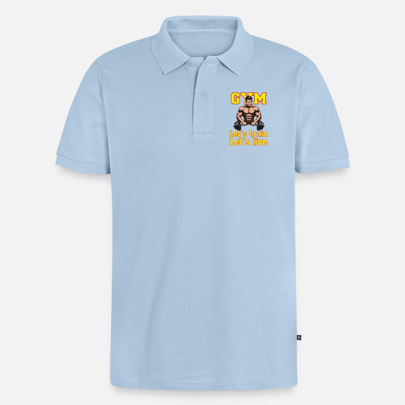 Lets_train - Männer Premium Bio Polo Shirt - Hellblau