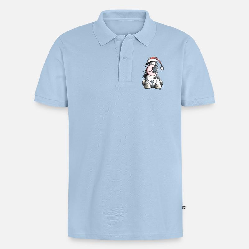 Weihnachtspferd - Männer Premium Bio Polo Shirt - Hellblau