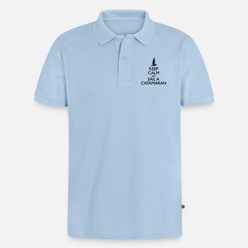 Sail a Catamaran - Männer Premium Bio Polo Shirt - Hellblau