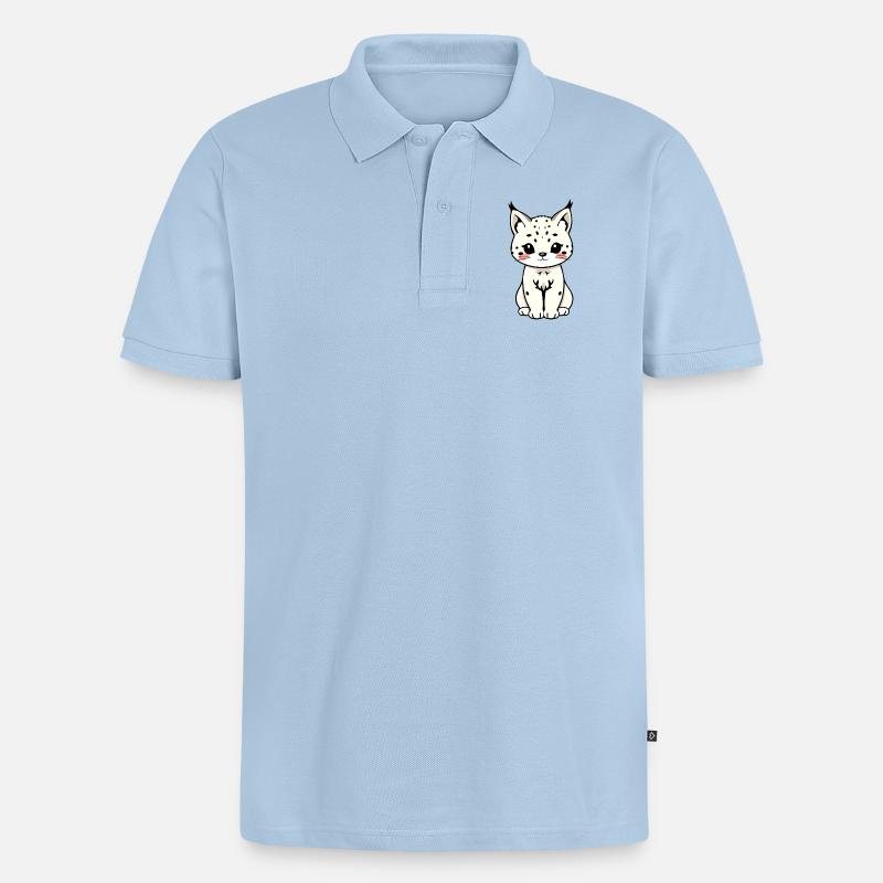 Luchs - Männer Premium Bio Polo Shirt - Hellblau