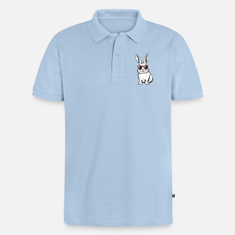 Lapin blanc - Polo bio Premium Homme - bleu clair