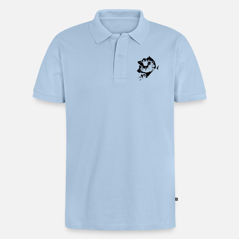 Katze - Männer Premium Bio Polo Shirt - Hellblau