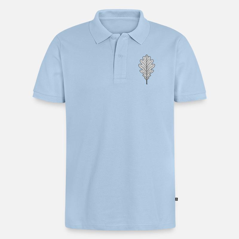 Monochromes Eichenblatt-Design - Männer Premium Bio Polo Shirt - Hellblau
