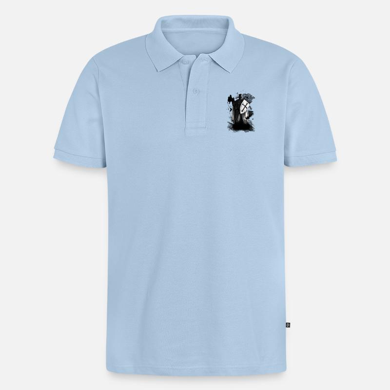 Templar Warrior - Männer Premium Bio Polo Shirt - Hellblau