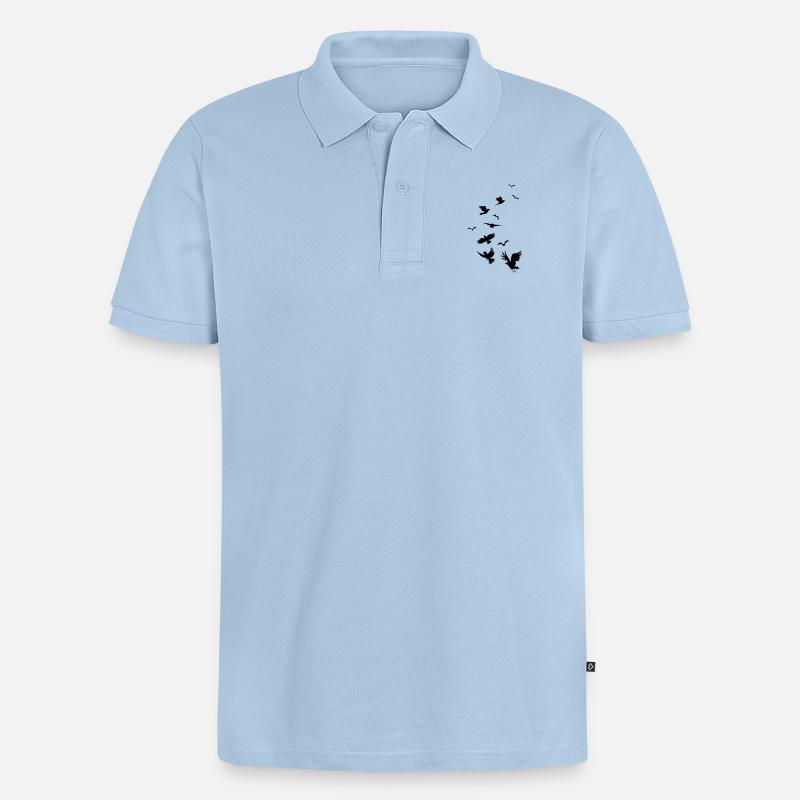 Aufbruch der Raben - Männer Premium Bio Polo Shirt - Hellblau