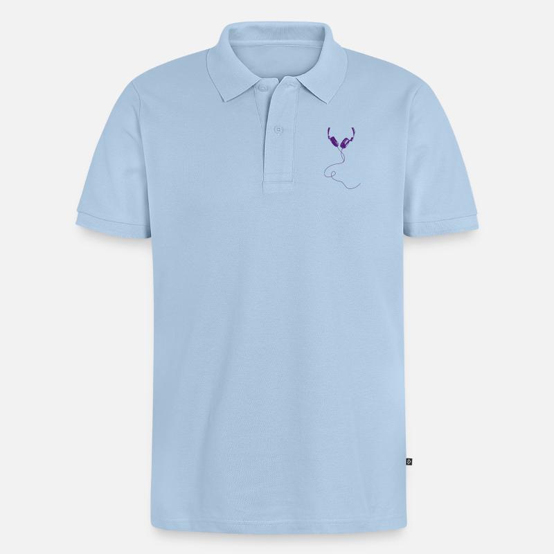 Kopfhörer Ohrhörer - Männer Premium Bio Polo Shirt - Hellblau