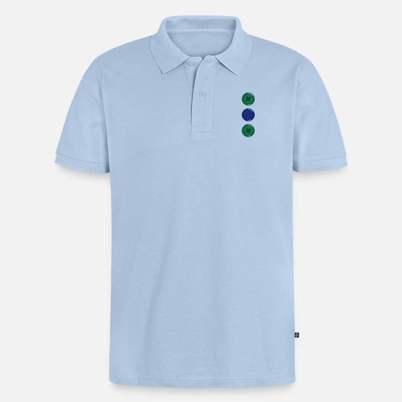 Knöpfe - Männer Premium Bio Polo Shirt - Hellblau
