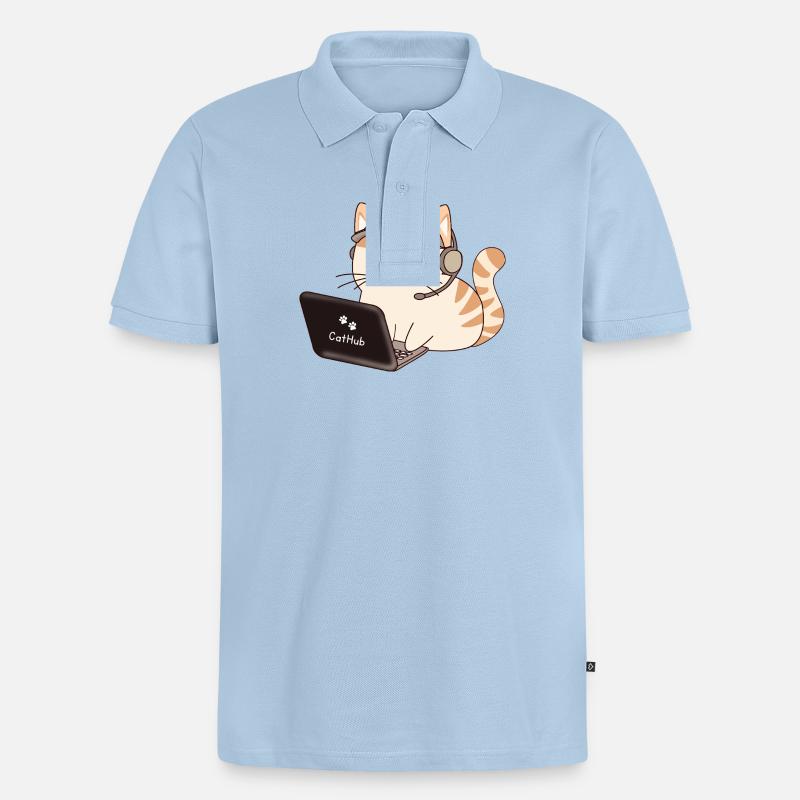 CatHub Katzenstreamer-Charme - Männer Premium Bio Polo Shirt - Hellblau