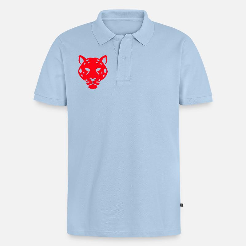 Panther Head Digitale Kunst - Männer Premium Bio Polo Shirt - Hellblau
