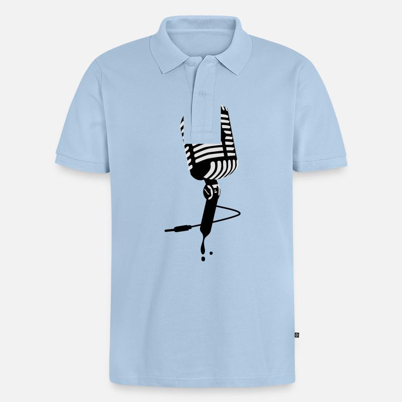 Mikrofon microphone - Männer Premium Bio Polo Shirt - Hellblau