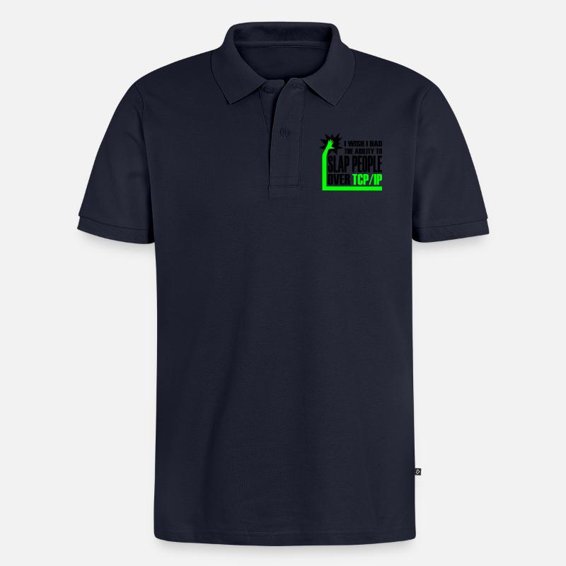 slap_over_tcp_ip - Männer Premium Bio Polo Shirt - Navy