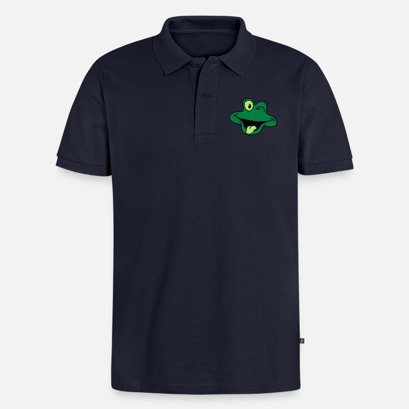 Cheeky Comic Frog Face - Männer Premium Bio Polo Shirt - Navy