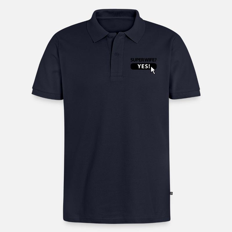 super_wife_button - Männer Premium Bio Polo Shirt - Navy