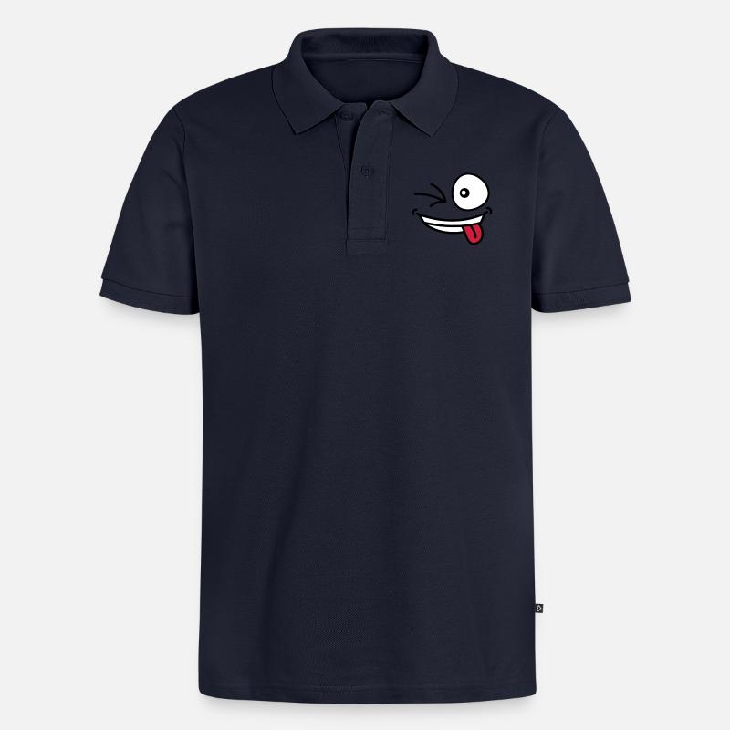 crazy_grin_face - Polo bio Premium Homme - bleu marine
