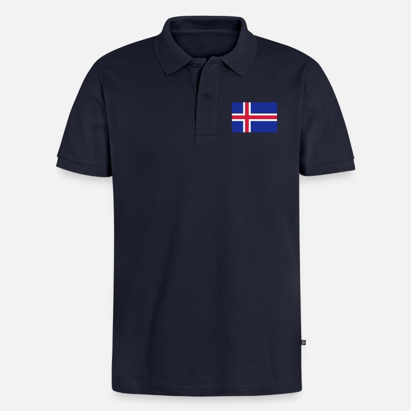 drapeau_islande - Männer Premium Bio Polo Shirt - Navy