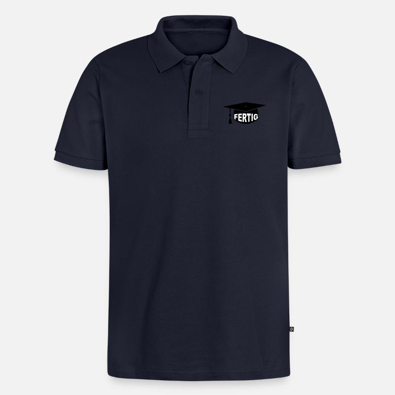 Fertig - Doktorhut - Männer Premium Bio Polo Shirt - Navy