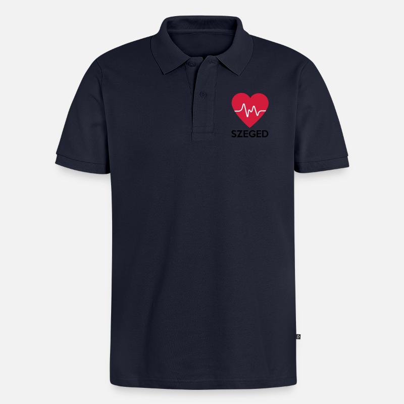 Herz Szeged - Männer Premium Bio Polo Shirt - Navy