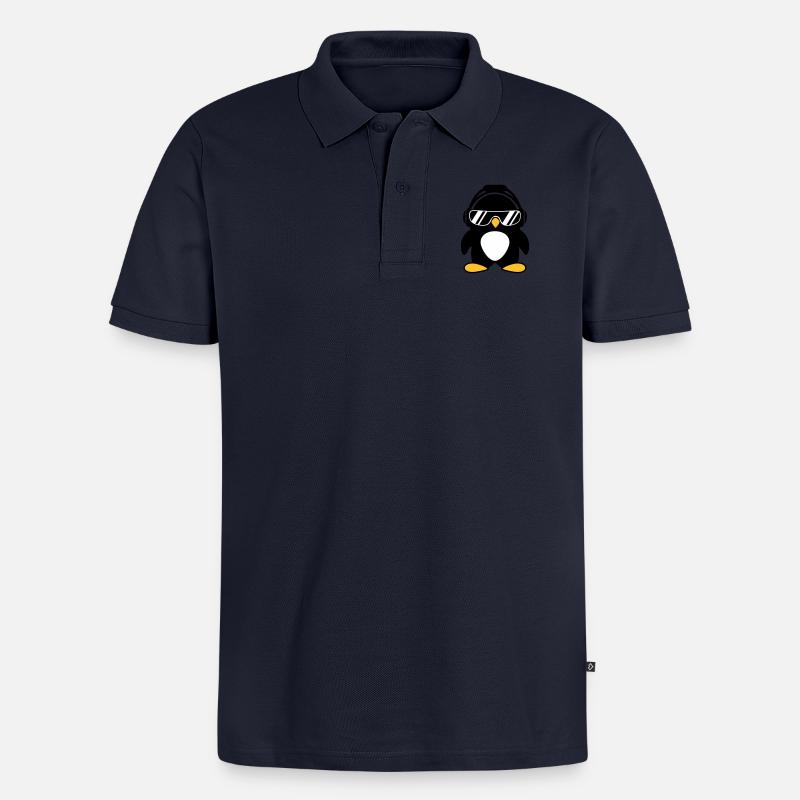 Pinguin mit Kopfhörer - Männer Premium Bio Polo Shirt - Navy