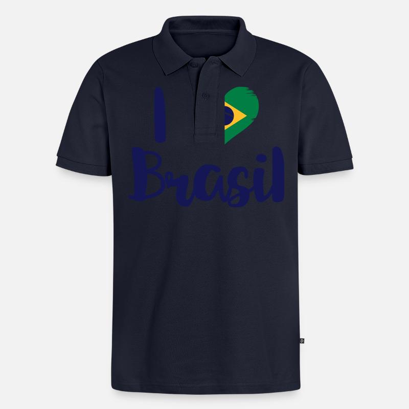 I love Brasil - Polo bio Premium Homme - bleu marine