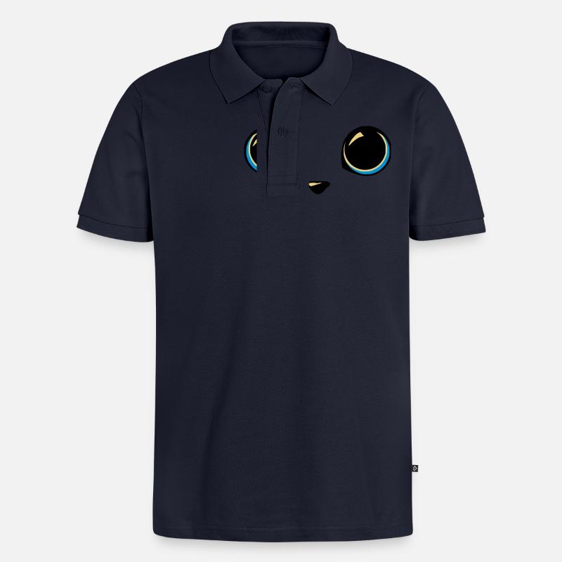 yeux chat - Polo bio Premium Homme - bleu marine
