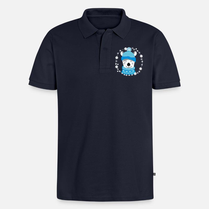 Eisbär mit Mütze und Pulli - Männer Premium Bio Polo Shirt - Navy
