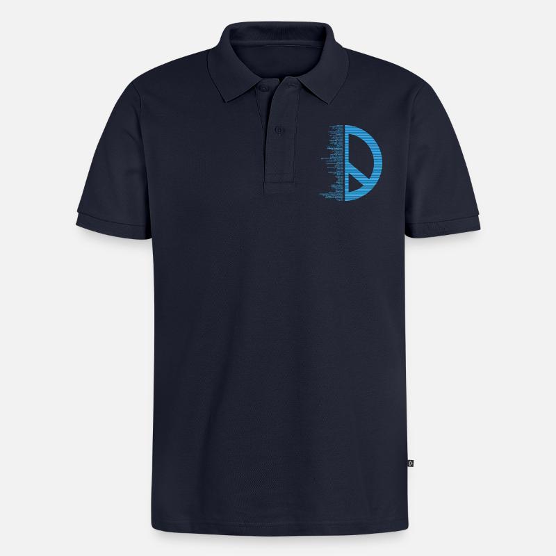 Pacifica - Paix - Polo bio Premium Homme - bleu marine
