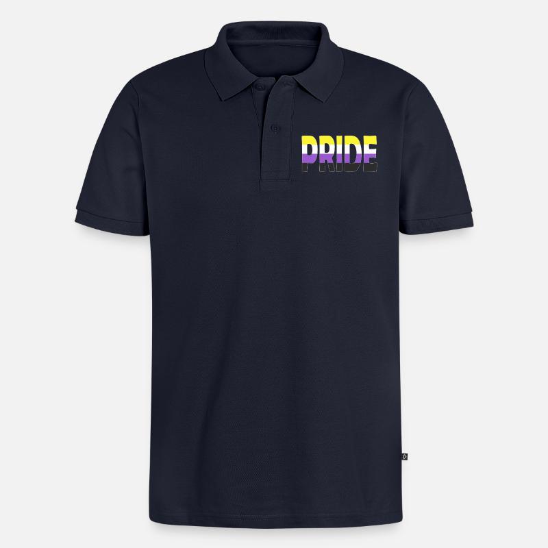 Pride Schriftzug Non-Binary Nichtbinär LGBTQ - Männer Premium Bio Polo Shirt - Navy