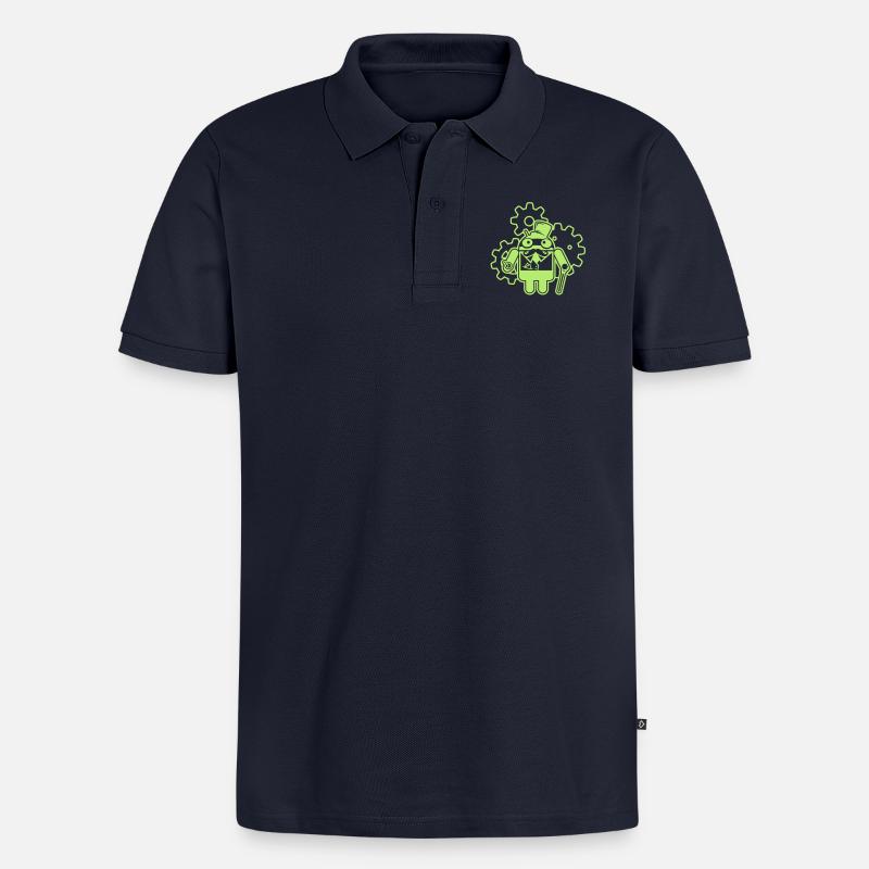 steampunkandroid_mono_light - Polo bio Premium Homme - bleu marine