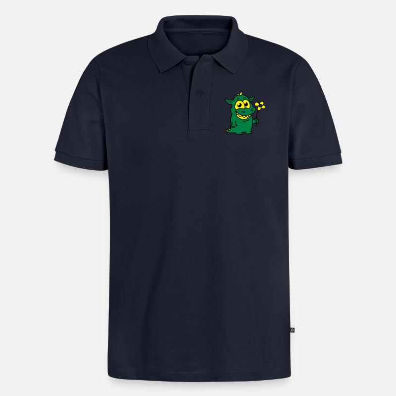 Drache mit Blume - Männer Premium Bio Polo Shirt - Navy