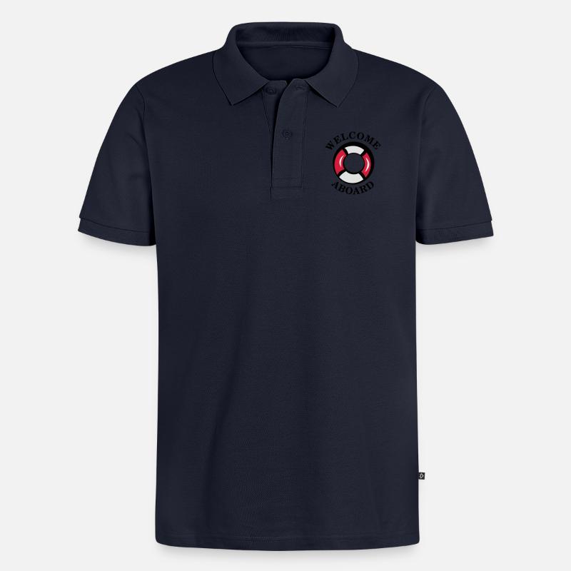 welcome_aboard - Polo bio Premium Homme - bleu marine