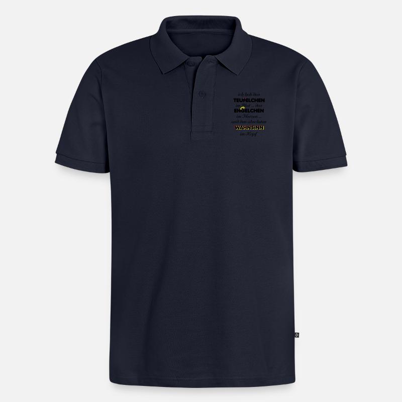 Engelchen Teufelchen Wahnsinn - Männer Premium Bio Polo Shirt - Navy