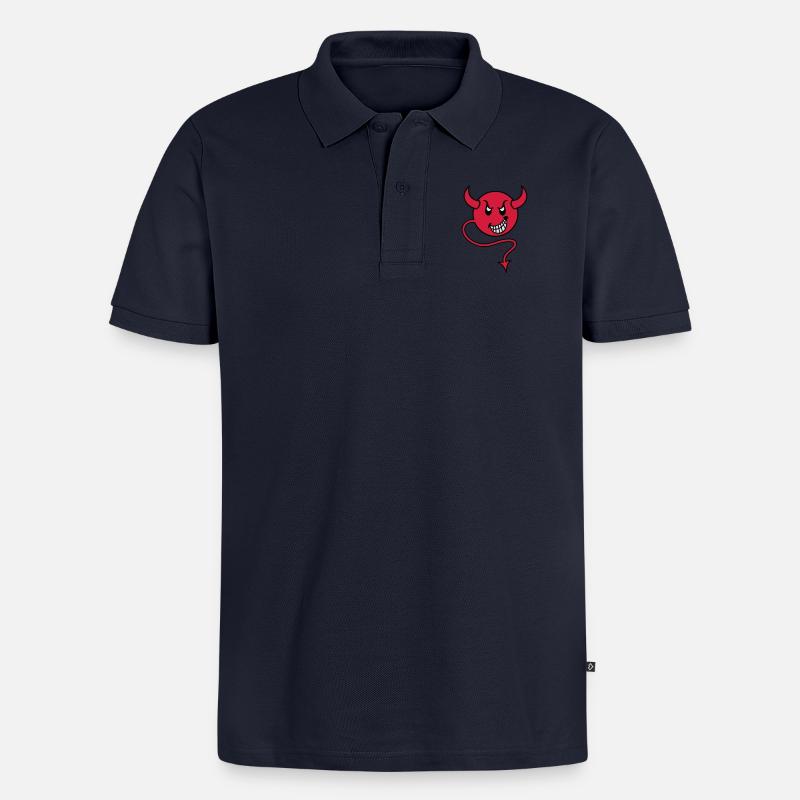 smilie devil red - Männer Premium Bio Polo Shirt - Navy