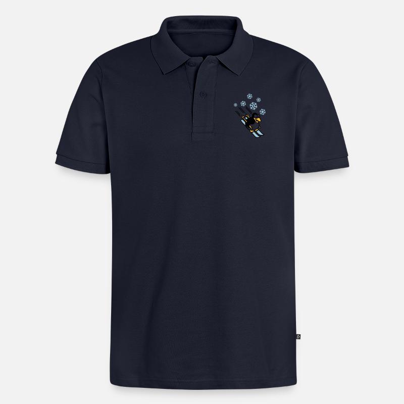 pinguin_ski_022011_h_3c - Männer Premium Bio Polo Shirt - Navy